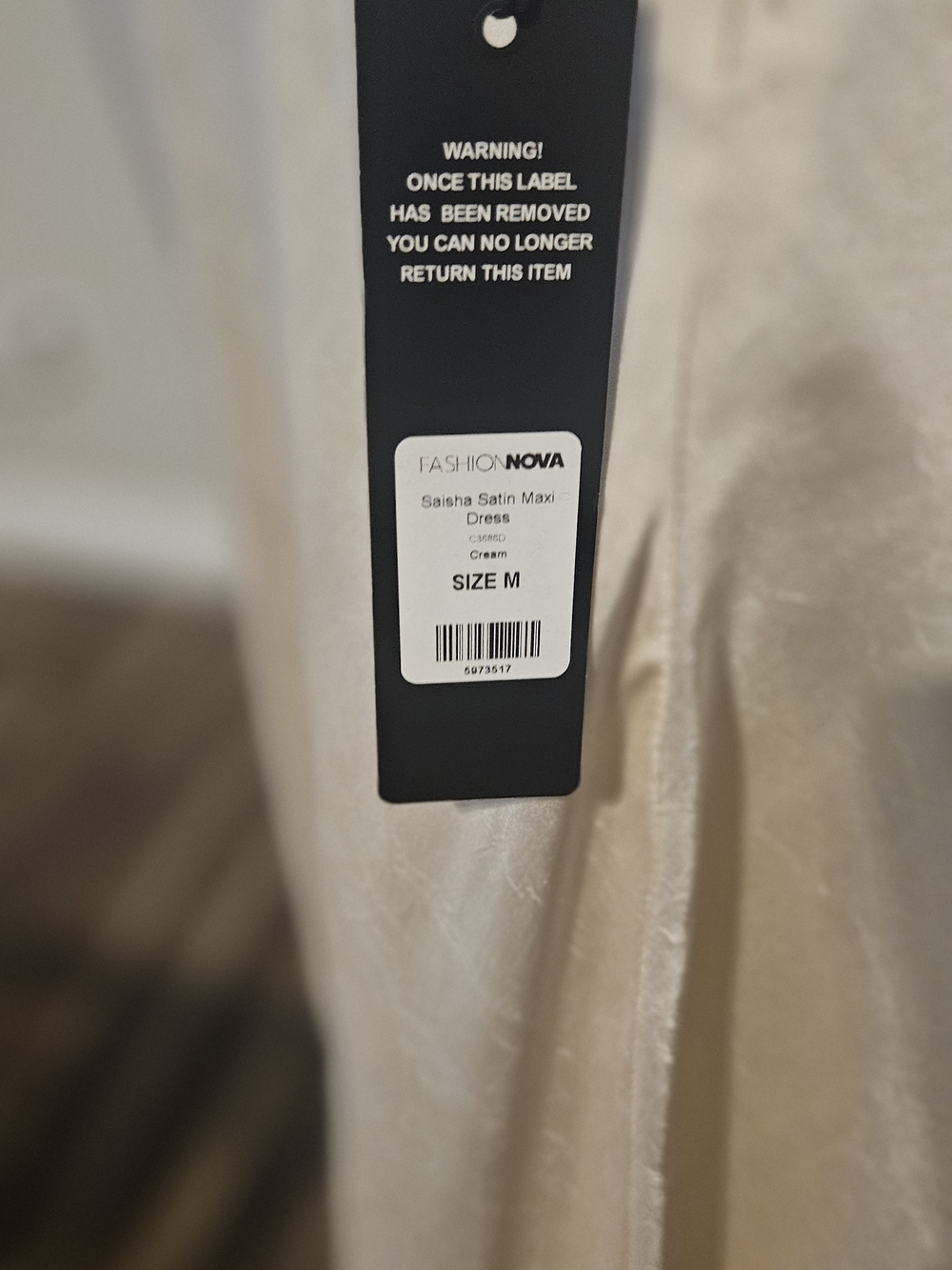Fashion Nova Cream Satin Maxi Dress - Picture 4 of 5